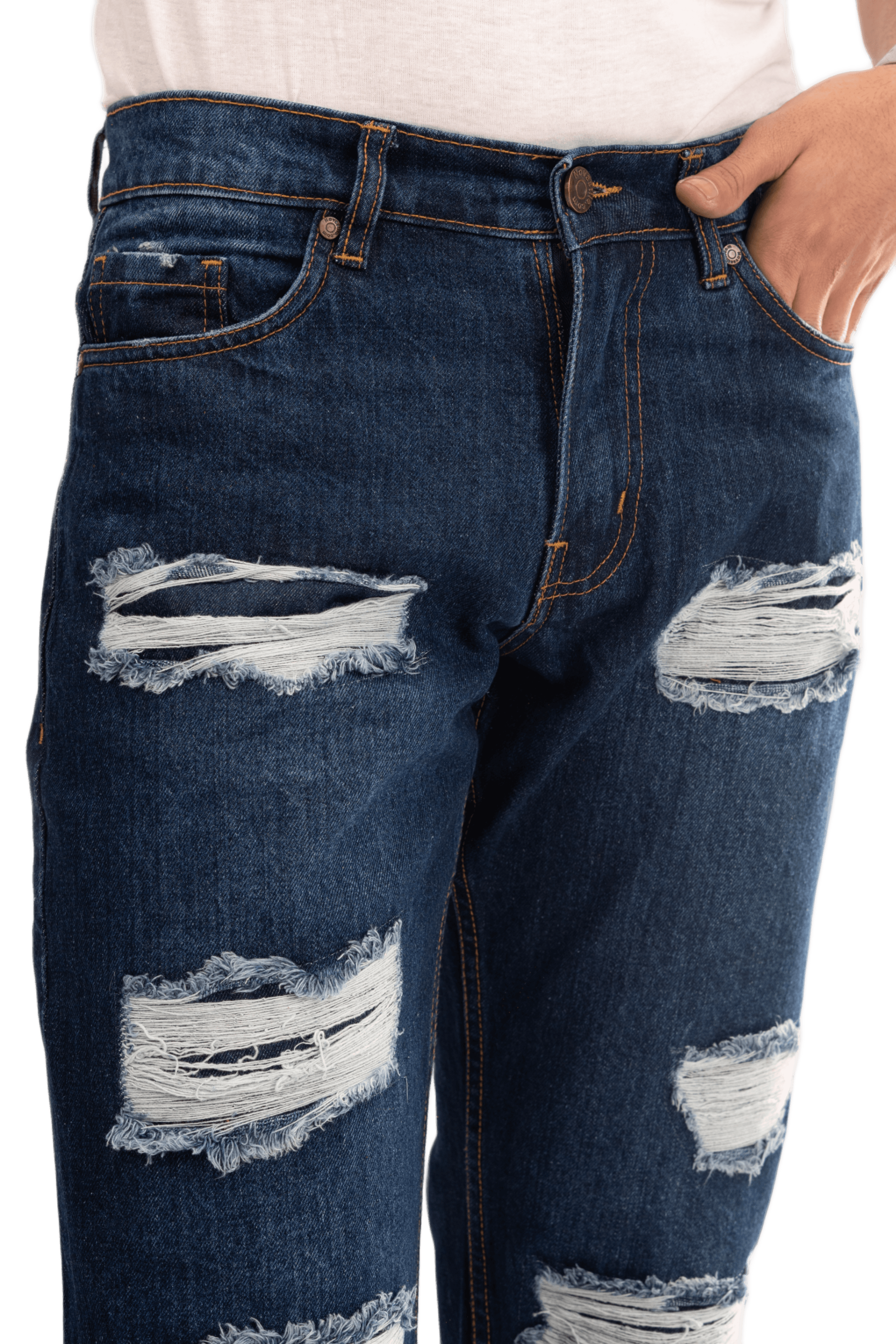 NOVASTILE Men's Ripped Straight Fit Distressed Jeans — Jeans by Novastile — thumbnail 4