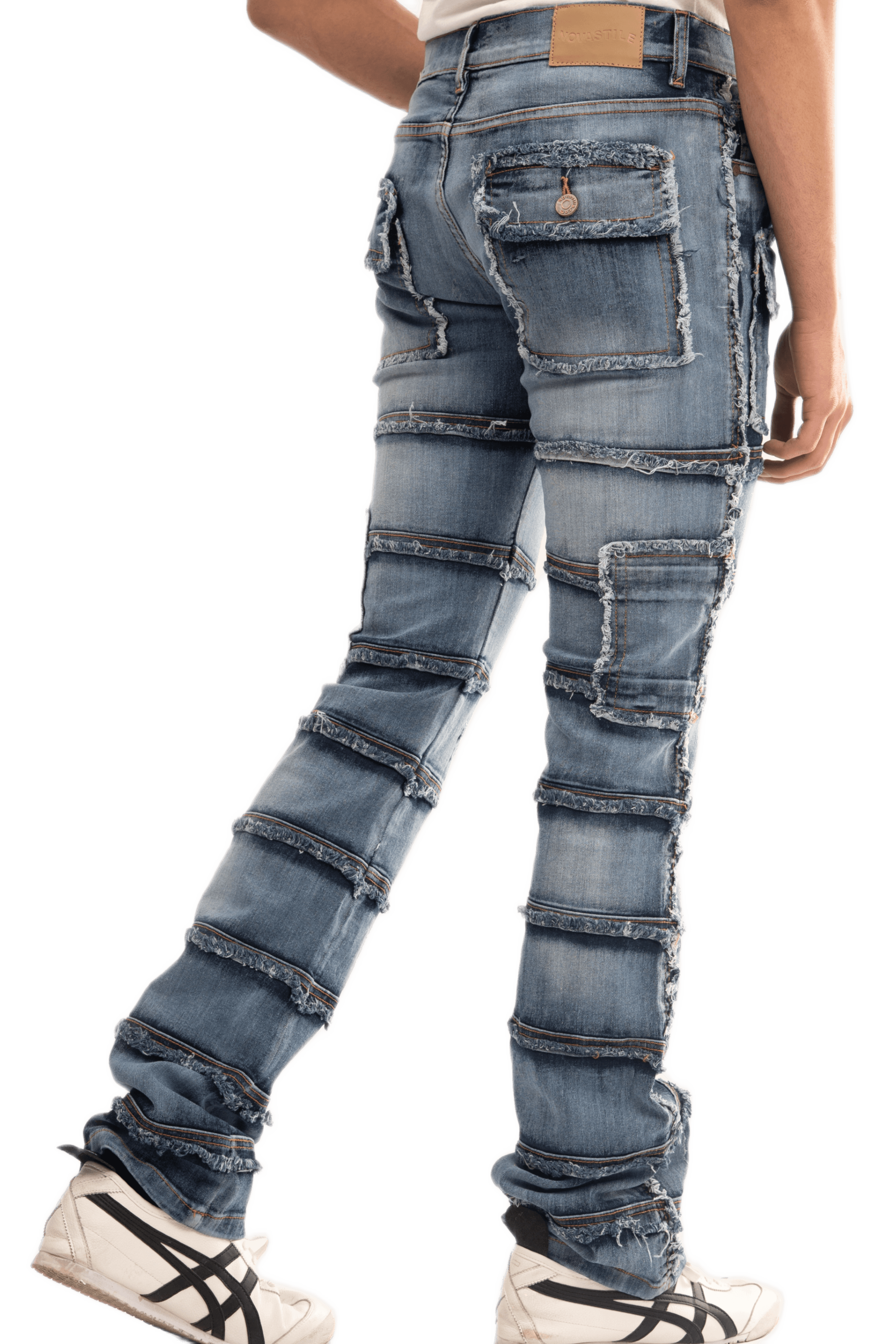 NOVASTILE Men's Slim Fit Straight Leg Cargo Pocket Stretch Jeans — Jeans by Novastile — thumbnail 3