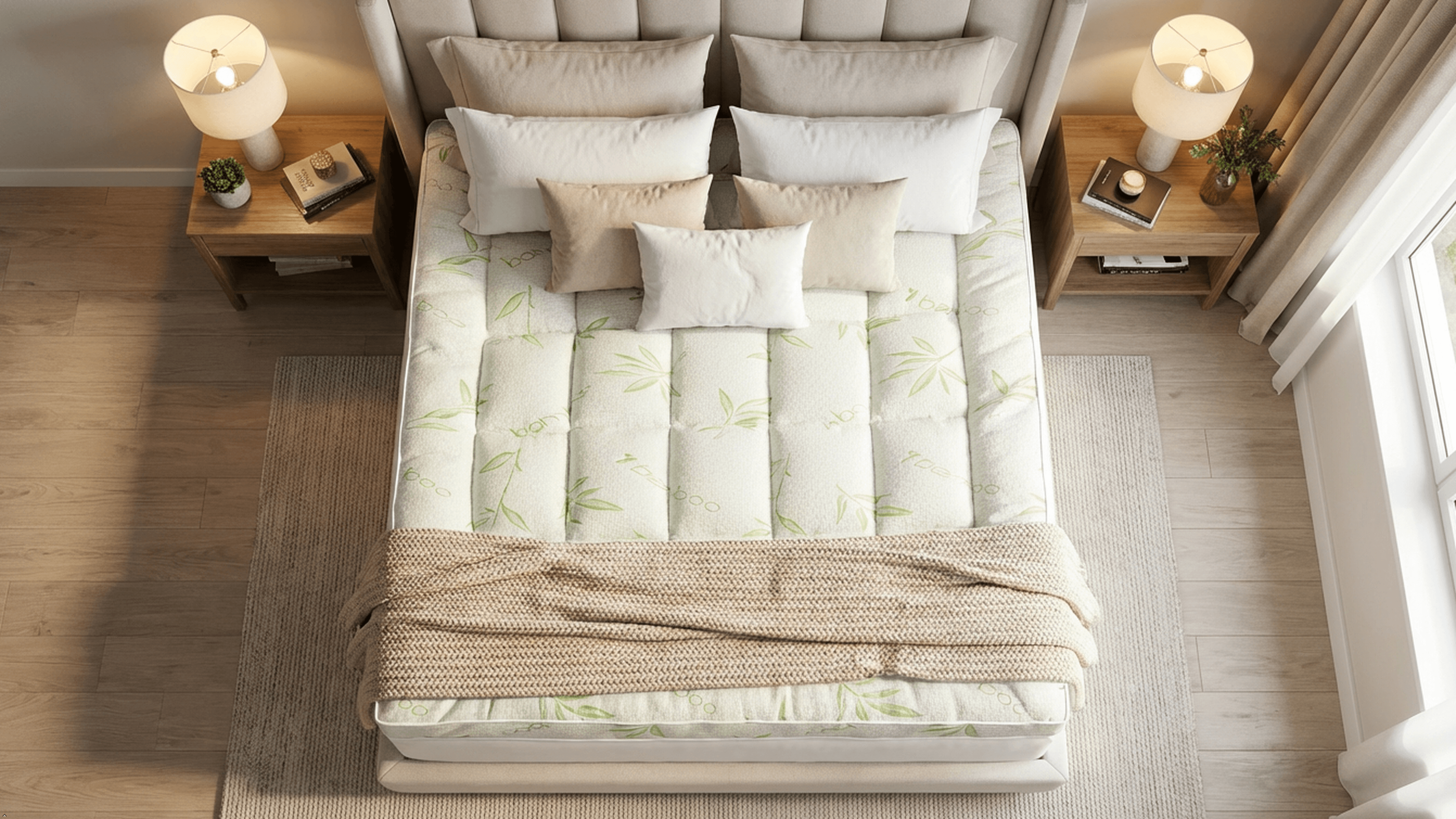 NOVASTILE Ultra Plush Bamboo Pillow Top Mattress Topper, 1000 GSM alternate view β Bedding & Home by Novastile