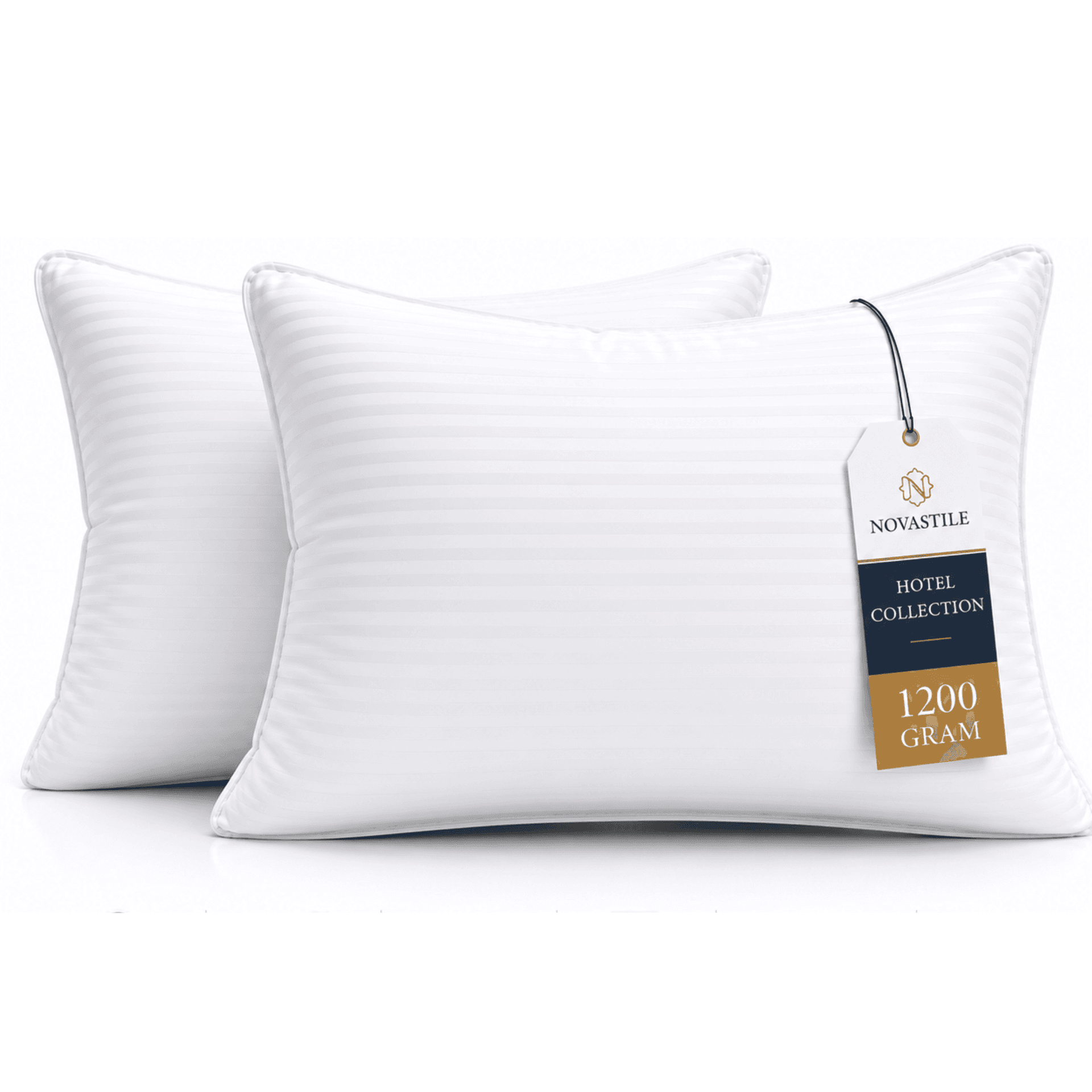 NOVASTILE Cotton Satin Stripe Bed Pillows, Set of 2 — Bedding & Home by NOVASTILE