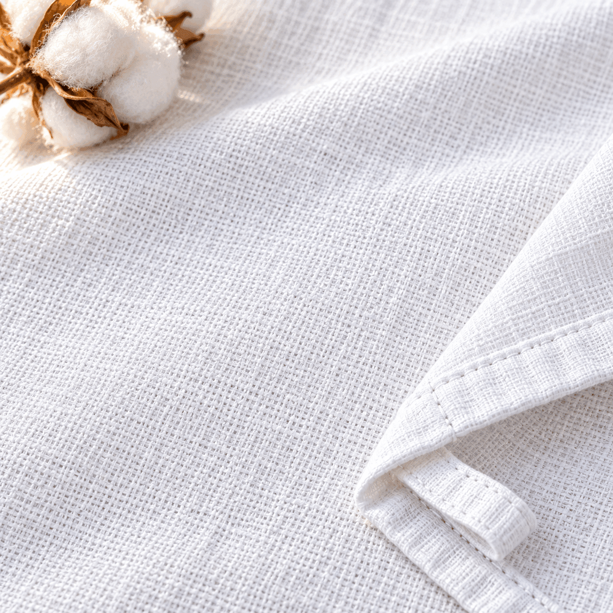 Close-up of NOVASTILE flour sack kitchen towel cotton weave