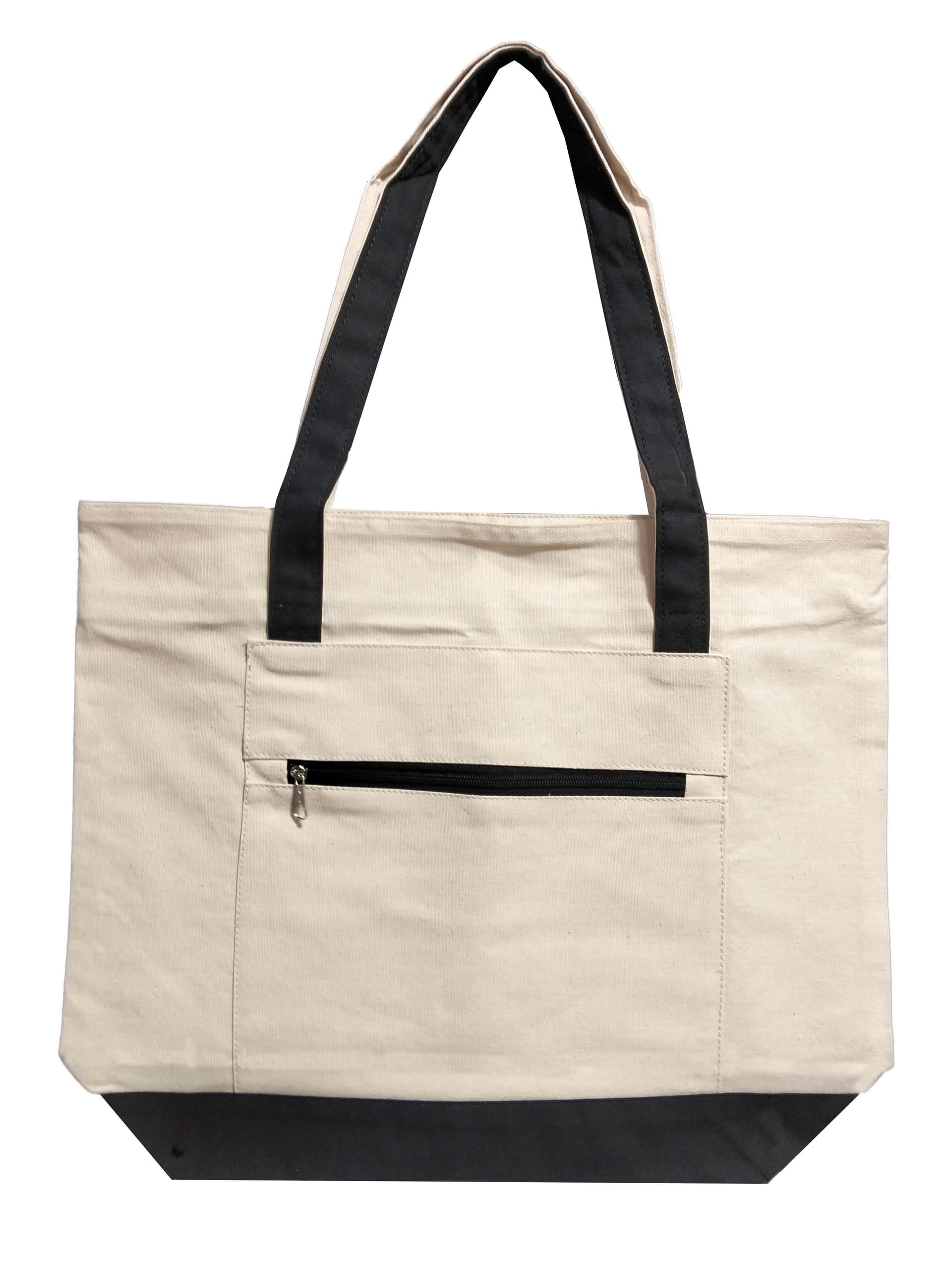 NOVASTILE Canvas Work & School Tote with Front Zipper Pocket β Tote Bags by Novastile