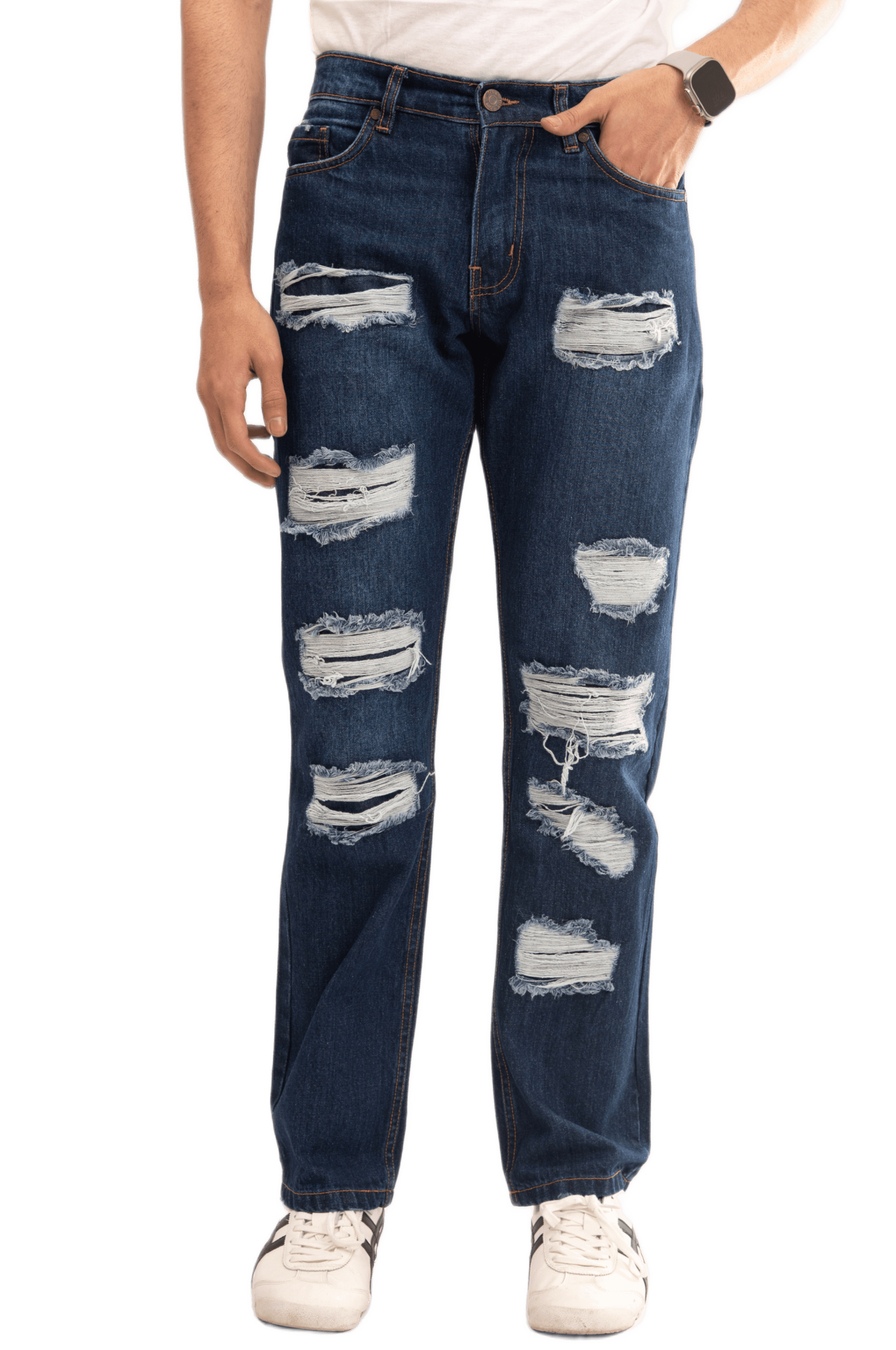 NOVASTILE Men's Ripped Straight Fit Distressed Jeans β Jeans by Novastile