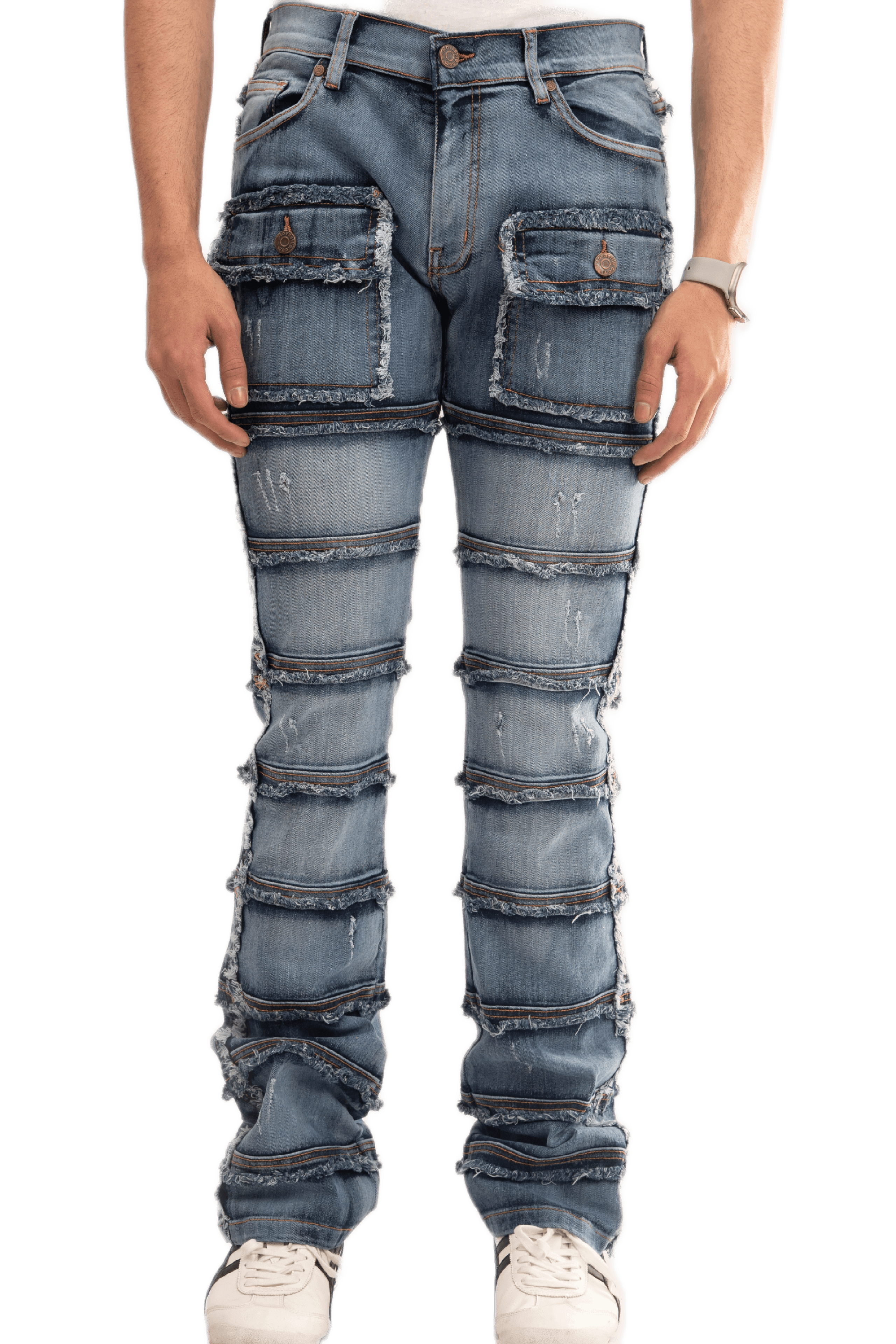 NOVASTILE Men's Slim Fit Straight Leg Cargo Pocket Stretch Jeans β Jeans by Novastile