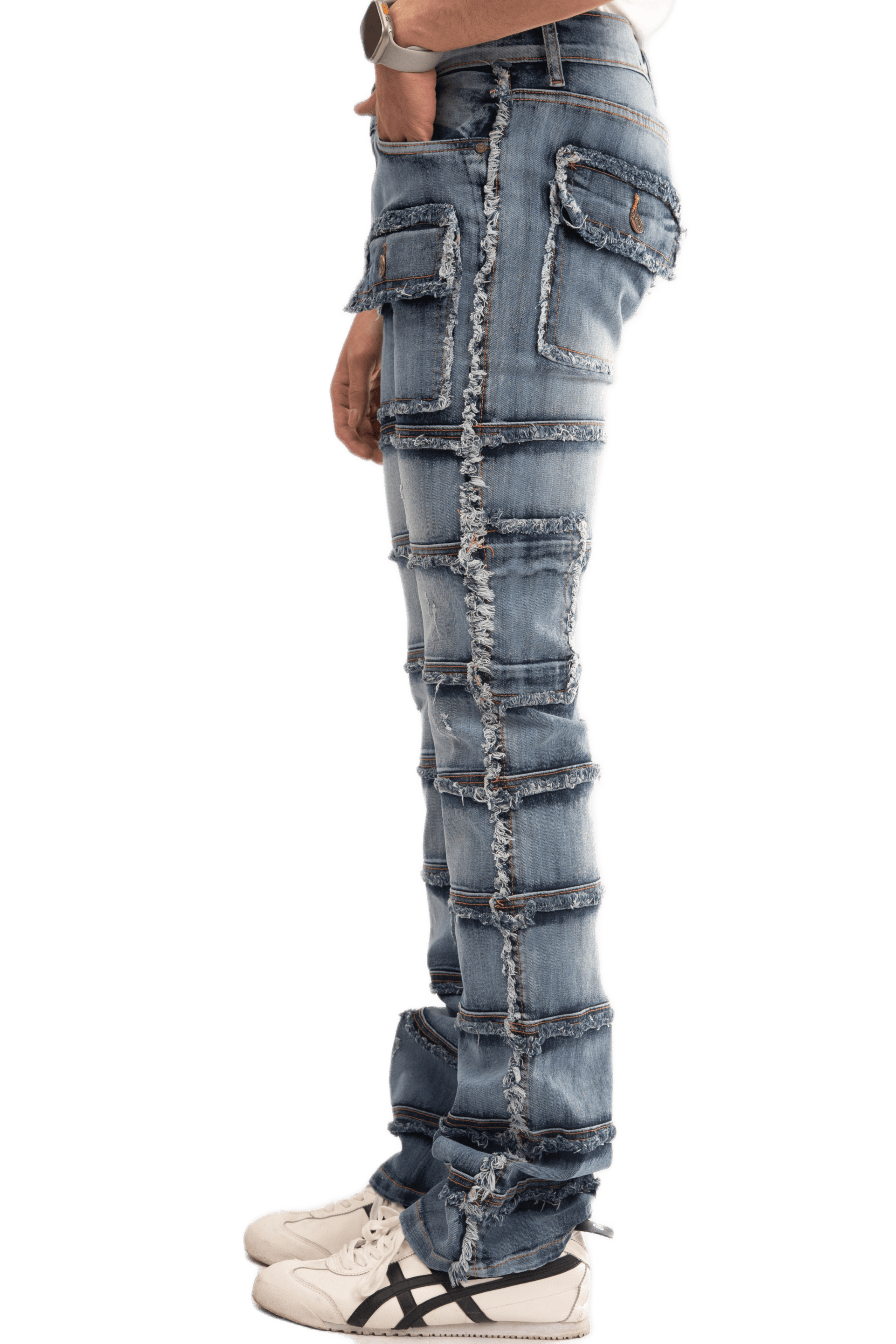 NOVASTILE Men's Slim Fit Straight Leg Cargo Pocket Stretch Jeans alternate view β Jeans by Novastile